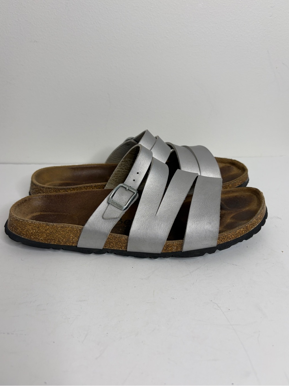 Birkenstock Betula Sandals Womens 11 Narrow Silver Gray Birko Flor Faux Leather